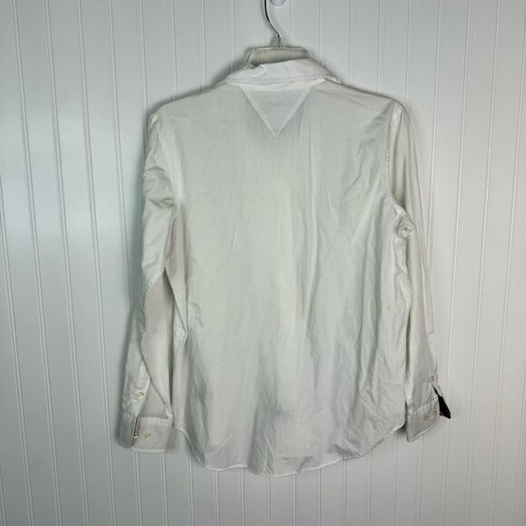 Y2K Top Tommy Hilfiger Size 6 Women Stripes Tie Print Button Down 90s Vtg - Picture 4 of 7